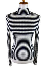 Abercrombie Fitch Navy White Striped Ribbed Turtleneck Preppy Y2K Old Money S Photo 0