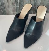 Nine West Black Leather Point Mule Heel Size 9 Photo 0