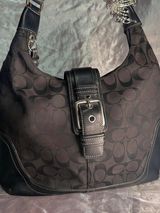 Vintage Y2K Coach Signature Black Buckle Shoulder Bag Photo 0