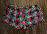 Y2K Paul Frank Julius Monkey Plaid Fleece Pajama Shorts XL Photo 0