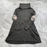 Million Bullpup Sweater with Elbow Patches Gray Tunic Dress Size Large L USA‎ Photo 0