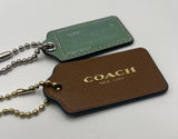 Coach Leather Tag Bag Charms Lot Of Two Blue Patent Brown Leather Photo 0