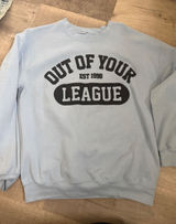 Out of Your League Est 1998 Blue Oversized Crewneck Sweatshirt Size S/M Photo 0
