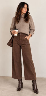 Maeve Anthropologie The Colette Fall Brown Faux Suede Wide Leg Pants 32 NEW Photo 0