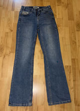 Rock and Roll Denim Cowgirl Women 26x32 distressed Mid Rise Bootcut Jeans Photo 0