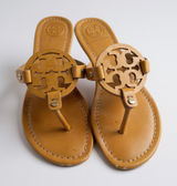 Tory Burch Tan Miller Sandals – Leather Logo Flats Photo 0