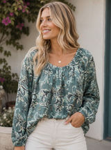 NEW Loft Satin Shirred Floral Blouse Bishop Career Special Occasion Chic L Photo 0