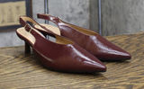 A New Day Womens Samantha Sling Back Kitten Heels 94462864 Burgundy Red 7.5M Photo 0