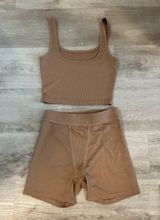 Two piece workout pajama lounge set tank and biker shorts briefs Photo 0