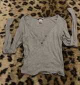 Victoria's Secret Light Gray Long Sleeve Henley Top Photo 0