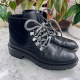 Aquatalia Womens Black Leather Suede Hiker Boots Made in Italy Lug Sole Size 8 Photo 0