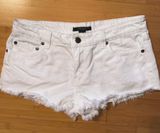 White Denim Distressed Shorts Photo 0