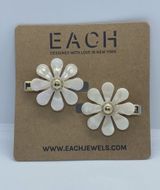 Each Jewels Mother Of Pearl Flower Barrette Clips NWT Photo 0