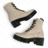 Dr. Martens Leona Boots Vintage Taupe Cream Lace Up Platform Heels Fall Size 7 Photo 0
