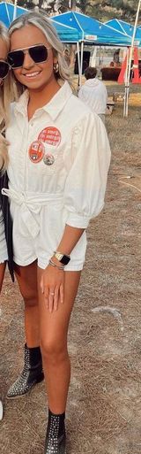 White Denim Romper Photo 0
