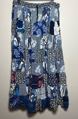 VTG Women Skirt Blue Patchwork Floral Tiered Boho Maxi Festival Artsy Maximalist Photo 0