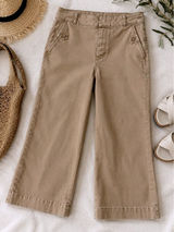 Spanx Pants Wide Leg Crop Utility Stretch High Rise Large Brown Coastal Grandma Photo 0