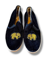 Soludos Velvet Smoking Slippers Women‎ 7.5 Black Beaded Gold Elephant Loafers Photo 0