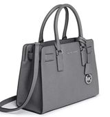 MICHAEL KORS Dillon Saffiano Leather Satchel EUC Crossbody Handbag Gray Photo 0