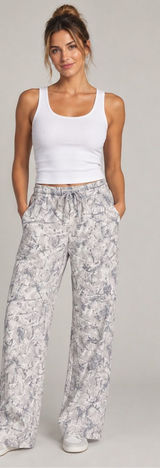 SWS Athletics White and Grey Branch Print Fleece Jogger Sweatpants Size M Photo 0