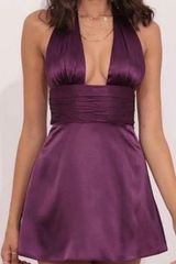 Lucy in the Sky Waverly Satin Dress Purple Homecoming Dress Photo 0