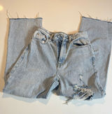 PacSun 90’s Boyfriend Distressed High Rise WideLeg Jeans‎ Light Wash RawHem Sz26 Photo 0