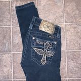 Miss Me Signature Skinny Crop Jeans Dark Wash 24 Angel Wing Cross Photo 0
