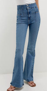 Free People We The Free Jayde Flare Jeans Sunburst Blue Size 27 Photo 0