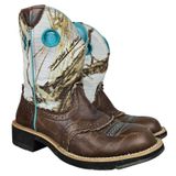 Ariat Fatbaby Camo Western Boots Brown Leather Teal Trim 10009503 Womens 7.5B Photo 0
