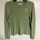 Women's Juniors American Eagle Long Sleeve Henley Size Medium Green Hippie Boho Photo 0