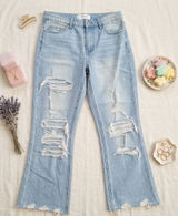 Flying Monkey Vintage Cropped Straight Distressed Jeans Size 27 High Rise Photo 0