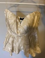 Boutique Strapless Gold And White Top Photo 0