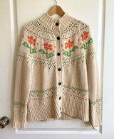 LL Bean Signature Womens Cotton Fisherman cardigan Size L Fair Isle 100% Cotton Photo 0