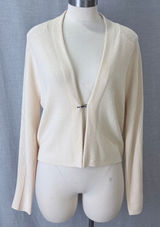 Elie‎ Tahari Merino Wool Cardigan Cream Open Front Hook Closure XL Photo 0