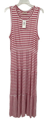 Style & Co Womens Striped Tiered Maxi‎ Dress Coral Pink White XL Photo 0