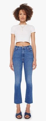 MOTHER Hustler Ankle Fray Full‎ Length Size 25 Denim Jeans Blue Distressed Photo 0