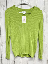 Kim Rogers‎ Sweater Women Small Green Cable Knit Crewneck Pullover 100% Cotton Photo 0