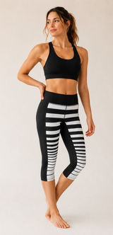 Athleta Sonar Capri Leggings XXS Black White Striped Yoga Running‎ Athletic Photo 0
