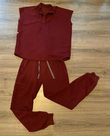 FIGS Women's size XS Zamora Jogger Pants Rafaela Top Burgundy Scrub Set Photo 0