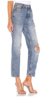 Free People Dakota Straight‎ Leg Jean in Indigo Blue Size 26 Photo 0