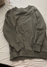 Aerie Dark Green Long Sleeve Crewneck Pullover Sweater Photo 0