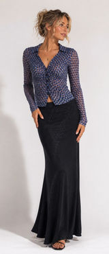 Maeve Anthropologie Blue Sheer Ruched Blouse Womens M Girly Romantic Shirt Top Photo 0