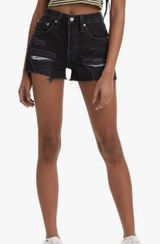 Levi's 501 Original Shorts Women 32 Black‎ Distressed High Rise Denim Cutoffs Photo 0