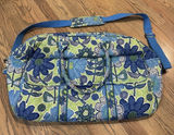 VERA‎ BRADLEY Iconic GRAND Weekender Travel Bag Daisy Doodle Green Blue Y2K Photo 0