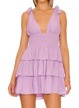Lovers and Friends Brielle Mini‎ Dress Lavender Purple Tiered Ruffle Revolve S Photo 0