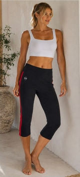 Lauren Ralph Lauren Womens Black Red Trim Activewear Cropped‎ Leggings Size M Photo 0