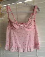 Edikted Pink polka dot Floral print Lace Underwire Babydoll Cami Top Size L Photo 0