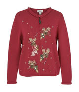 Vintage Heirloom Collectibles‎ Red Reindeer Christmas Sweater Cardigan Size 16 Photo 0