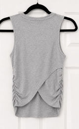 Mono B Gray Overlay Back Tank Top Sleeveless Athleisure Workout Yoga Size Small Photo 0