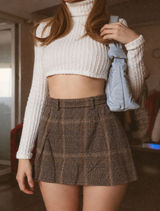 Madewell Size 2 Brown Plaid Mini Skirt Tailored Preppy Academia Fall Office Y2K Photo 0